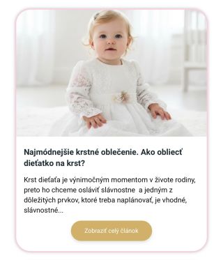 Máme pre vás novinku na blogu 🤍 Ak hľadáte inšpiráciu, ako obliecť dieťatko na krst, pripravili sme pre vás nový článok...